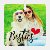 Besties Schattige Hond Moeder Rood Hart Foto Metalen Ornament (Voorkant)