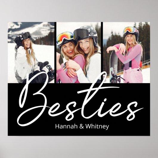 Besties Script Aangepaste Foto Collage  Poster (Voorkant)