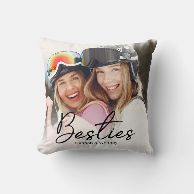 Besties Script Aangepaste foto Kussen (Voorkant)