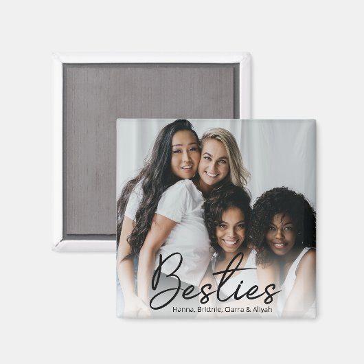 Besties Script Aangepaste Foto Magneet (Voorkant / Achterkant)