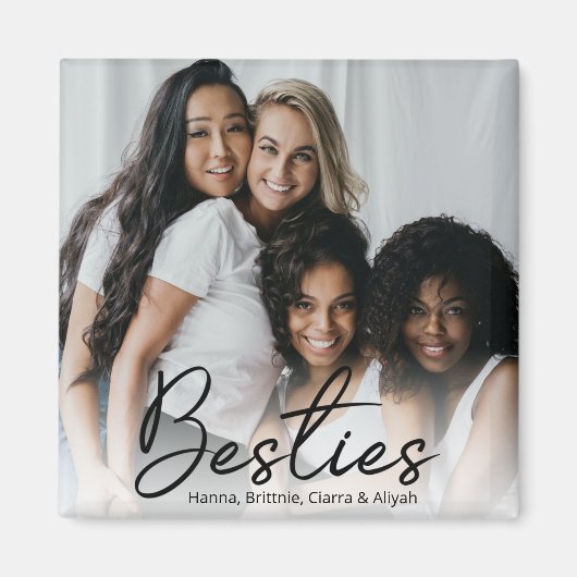 Besties Script Aangepaste Foto Magneet (Voorkant)