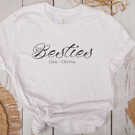 Besties Script Aangepaste naam Beste vriend T-shirt