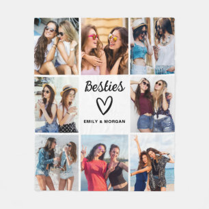 Besties Script Gift voor Vrienden Fotocollage Fleece Deken
