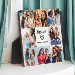 Besties Script Gift voor Vrienden Fotocollage Fotoplaat<br><div class="desc">Het Besties Script Gift for Friends Photo Collage is een perfecte manier om je beste vriendschap te eren. Met het woord "Besties" in een stijlvol script, kunt u met deze gepersonaliseerde plaquette uw favoriete foto's samen laten zien, waardoor een unieke en zinvolle herinnering ontstaat. Ideaal voor verjaardagen, feestdagen of gewoon...</div>