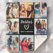 Besties Script Gift voor Vrienden Fotocollage Sherpa Deken