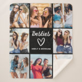 Besties Script Gift voor Vrienden Fotocollage Sherpa Deken (Voorkant)