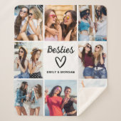 Besties Script Gift voor Vrienden Fotocollage Sherpa Deken (Voorkant)