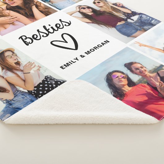 Besties Script Gift voor Vrienden Fotocollage Sherpa Deken (3/4)