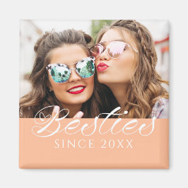 "Besties sinds" aangepaste foto Peach Fuzz Chic Magneet