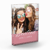 "Besties sinds" Script Dusty Pink Chic Fotoblokken (Links)