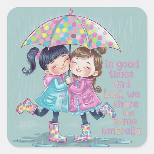 Besties Vierkante Sticker (Voorkant)