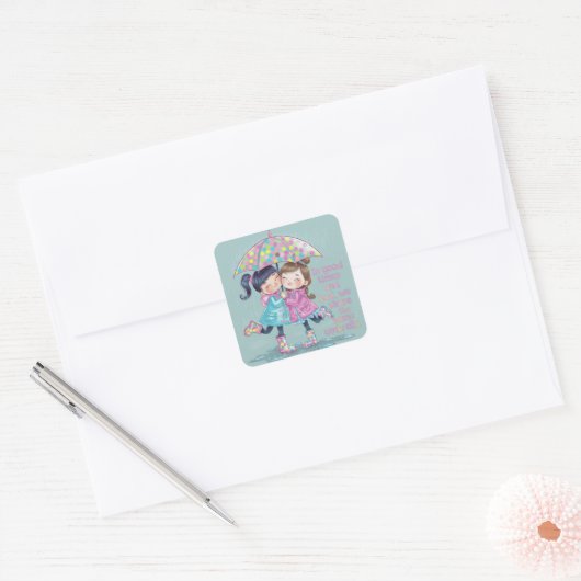 Besties Vierkante Sticker (Envelop)
