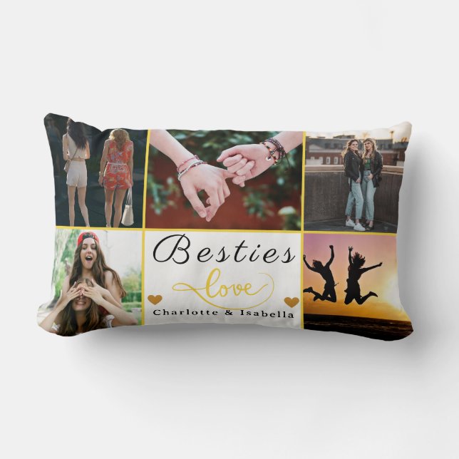 Besties voor altijd ❤️ Custom 5-Photo Collage Pill Kussen (Voorkant)