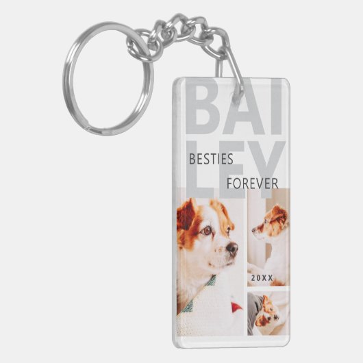 Besties voor altijd Modern Bold Three Fotocollage Sleutelhanger (Voorkant Links)