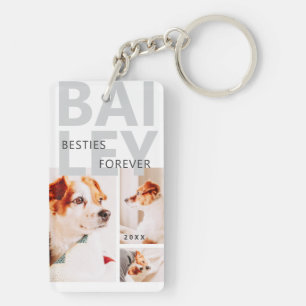 Besties voor altijd Modern Bold Three Fotocollage Sleutelhanger