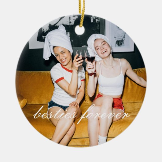 Besties voor altijd Vriendschap Foto Kerstmis Keramisch Ornament (Voorkant)