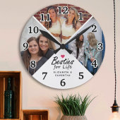 Besties voor het leven Modern Pink Heart Friends F Ronde Klok