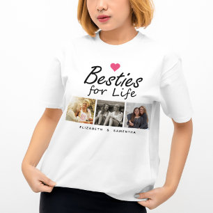 Besties voor het leven Quote Hot Pink Heart Foto & T-shirt