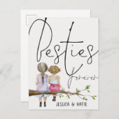Besties voor vrienden Names Girls Script Postcar Briefkaart (Voorkant / Achterkant)