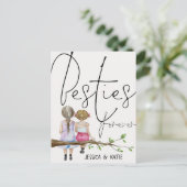 Besties voor vrienden Names Girls Script Postcar Briefkaart (Staand voorkant)