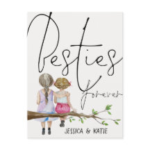 Besties voor vrienden Names Girls Script Postcar