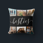 Besties Vriend Fotocollage Kussen<br><div class="desc">Creëer is het perfecte cadeau voor je beste. Voeg je favoriete afbeelding momenten toe aan dit kussen en aangepaste kleur voor een gepersonaliseerd besties cadeau.</div>