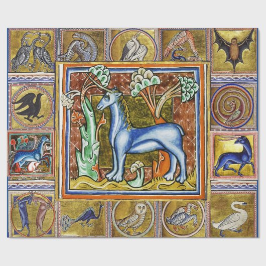 BESTIJDIGE WEIRD-MEDIEVAL, UNICORN FANTASTISCHE DI CADEAUPAPIER (Vlak)