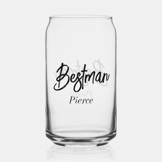 Bestman Black White Wedding Blikvorm Glas (Achterkant)