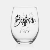 Bestman Black White Wedding Wijnglas Zonder Voet (Achterkant)