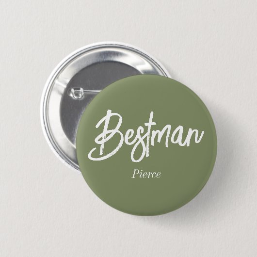 Bestman Sage Green White Button (Voorkant /achterkant)