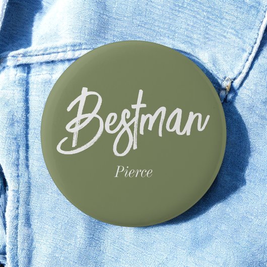 Bestman Saliegroen Witte Knop Ronde Button 5,7 Cm