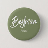 Bestman Saliegroen Witte Knop Ronde Button 5,7 Cm (Voorkant)