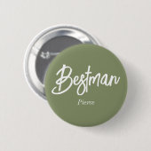 Bestman Saliegroen Witte Knop Ronde Button 5,7 Cm (Voorkant /achterkant)