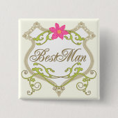 BestMan trouwbadges Vierkante Button 5,1 Cm (Voorkant)