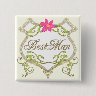 BestMan trouwbadges Vierkante Button 5,1 Cm