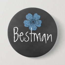 Bestman Wild Blue Rozen Chalkboard Ronde Button 7,6 Cm