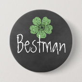 Bestman Wild Green Rozen Chalkboard Ronde Button 7,6 Cm (Voorkant)