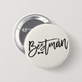 Bestman Zwart Borstel Script Bow Stropdas bruiloft Ronde Button 5,7 Cm (Voorkant /achterkant)