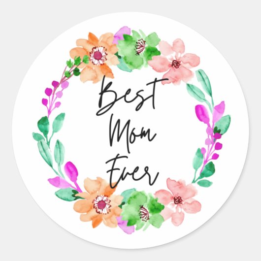 bestmom ever ronde sticker (Voorkant)
