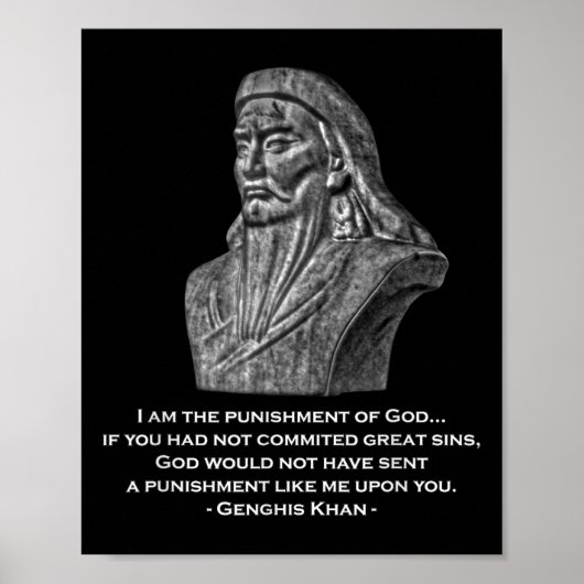 Bestraffing van God - Genghis Khan Quote Poster (Voorkant)