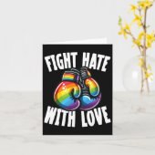 Bestrijd haat met liefde Rainbow Boxing Handschoen Kaart (Gele Bloem)