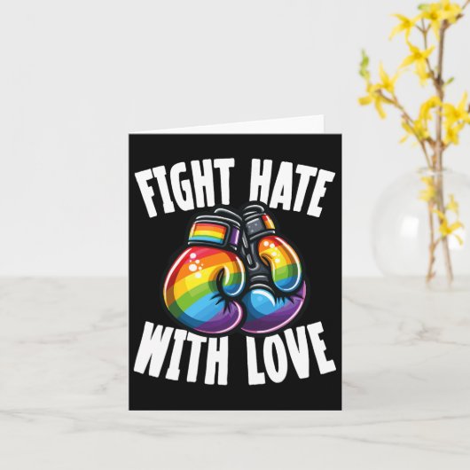 Bestrijd haat met liefde Rainbow Boxing Handschoen Kaart (Gele Bloem)