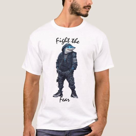 Bestrijd het Fear Shark Warrior T-shirt (Voorkant)