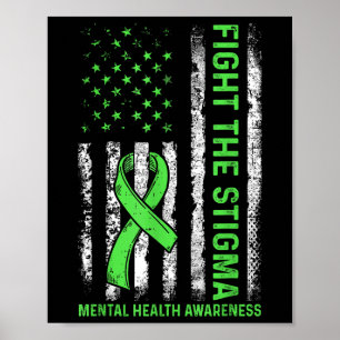 Bestrijd het stigma Amerikaanse vlag geestelijke g Poster