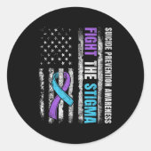 Bestrijd het stigma van de Amerikaanse vlag zelfmo Ronde Sticker (Voorkant)