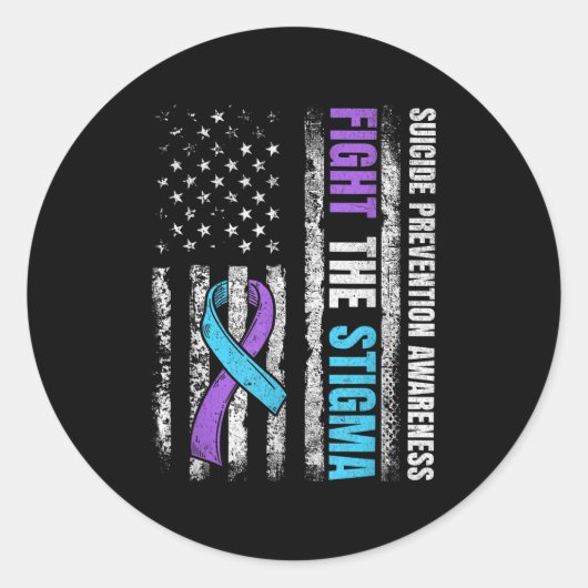 Bestrijd het stigma van de Amerikaanse vlag zelfmo Ronde Sticker (Voorkant)