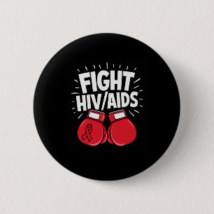 Bestrijd HIV Bewustzijn Rode Bokshandschoenen Ronde Button 5,7 Cm