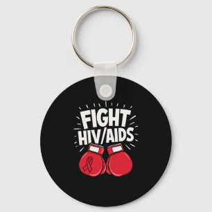 Bestrijd HIV Bewustzijn Rode Bokshandschoenen Sleutelhanger