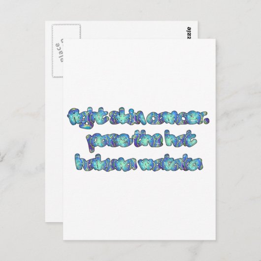 Bestrijd huidkanker, passeer het Pet, Hakuna Matat Briefkaart (Voorkant / Achterkant)