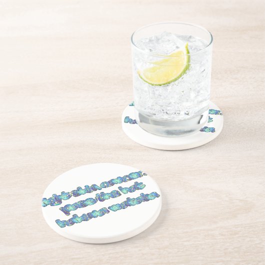 Bestrijd huidkanker, passeer het Pet, Hakuna Matat Zandsteen Onderzetter (Zijkant)